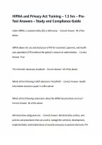 HIPAA and Privacy Act Training &ndash; 1&period;5 hrs &ndash; Pre-Test Answers &ndash; Study and Compliance Guide