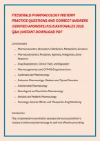 Fitzgerald Pharmacology Midterm &NewLine;Practice Questions And Correct Answers &NewLine;&lpar;Verified Answers&rpar; Plus Rationales 2026 &NewLine;Q&A &vert; Instant Download Pdf