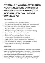 Fitzgerald Pharmacology Midterm Practice &NewLine;Questions And Correct Answers &lpar;Verified &NewLine;Answers&rpar; Plus Rationales 2026 Q&A &vert; Instant &NewLine;Download Pdf