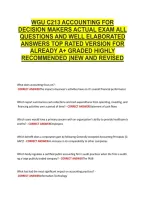 Wgu C213 Accounting For &NewLine;Decision Makers Actual Exam All &NewLine;Questions And Well Elaborated &NewLine;Answers Top Rated Version For &NewLine;Already A&plus; Graded Highly &NewLine;Recommended &vert;New And Revised 