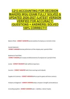 C213 Accounting For Decision &NewLine;Makers Wgu Exam Fully Solved & &NewLine;Updated 2026-2027 &lpar;Latest Version &NewLine;Verified For Accuracy&rpar; &NewLine;&lpar;Questions &plus; Answers&rpar; Solved &NewLine;100&percnt; Correct&excl;&excl;&excl; 