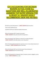 C213 Accounting For Decision &NewLine;Makers Actual Exam All &NewLine;Questions And Well Elaborated &NewLine;Answers Top Rated Version For &NewLine;Already A&plus; Graded Highly &NewLine;Recommended &vert;New And Revised 