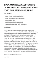 Hipaa And Privacy Act Training &ndash; 1&period;5 Hrs &ndash; Pre-Test Answers &ndash; 2026 &ndash; Study And&NewLine;Compliance Guide Questions And Correct Answers &lpar;Verified Answers&rpar; Plus&NewLine;Rationales 2026 Q&A &vert; Instant Download Pdf
