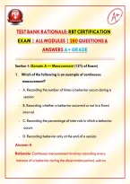 Test Bank Rationale&colon; RBT Certification Exam &vert; All Modules &vert; 280 Questions & Answers A&plus; Grade&NewLine;