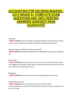 Accounting For Decision Makers - &NewLine;C213 Grade A&plus; Complete Exam &NewLine;Questions And 100&percnt; Verified &NewLine;Answers &lpar;2026&sol;2027&rpar; Pass &NewLine;Guarantee