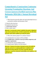 Comprehensive Construction Contractor &NewLine;Licensing Examination Questions And &NewLine;Correct Answers &lpar;Verified Answers&rpar; Plus &NewLine;Rationales 2026 Q&A &vert; Instant Download &NewLine;Pdf 
