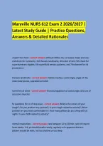 Maryville NURS 612 Exam 2 2026&sol;2027 &vert; &NewLine;Latest Study Guide &vert; Practice Questions&comma; Answers & Detailed Rationales &NewLine;