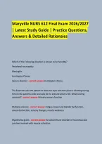  &NewLine;Maryville NURS 612 Final Exam 2026&sol;2027 &NewLine;&vert; Latest Study Guide &vert; Practice Questions&comma; Answers & Detailed Rationales &NewLine;