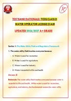 Test Bank Rationale&colon; TCEQ Class D Water Operator License Exam &vert; Texas Commission on Environmental Quality &vert; 2026&NewLine;