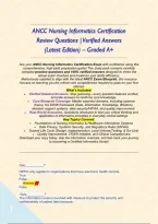 ANCC Nursing Informatics Certification Review Questions &vert; Verified Answers &lpar;Latest Edition&rpar; &ndash; Graded A&plus; &NewLine;