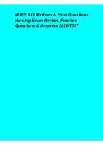 NURS 143 Midterm & Final Questions 2026&ndash;2027&colon; Nursing Exam Review&comma; Practice Questions & Answers