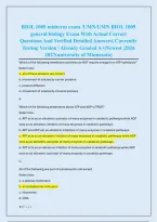 BIOL 1009 midterm exam &sol;UMN&sol;UMN BIOL 1009 &NewLine;general biology Exam With Actual Correct &NewLine;Questions And Verified Detailed Answers&vert; Currently &NewLine;Testing Version &vert; Already Graded A&plus;&vert;Newest &vert;2026 &NewLine;2027&lpar;university of Minnesota&rpar;