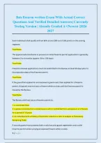 Bsis firearm written Exam With Actual Correct &NewLine;Questions And Verified Detailed Answers&vert; Currently &NewLine;Testing Version &vert; Already Graded A&plus;&vert;Newest &vert;2026 &NewLine;2027
