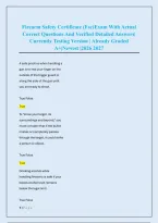 Firearm Safety Certificate &lpar;Fsc&rpar;Exam With Actual &NewLine;Correct Questions And Verified Detailed Answers&vert; &NewLine;Currently Testing Version &vert; Already Graded &NewLine;A&plus;&vert;Newest &vert;2026 2027 