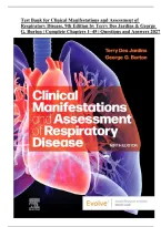 Test Bank for Clinical Manifestations and Assessment of Respiratory Disease&comma; 9th Edition by Terry Des Jardins & George G&period; Burton &vert; Complete Chapters 1&ndash;45 &vert; Questions & Answers 2027
