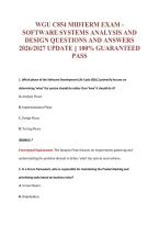 Wgu C854 Midterm Exam -&NewLine;Software Systems Analysis And&NewLine;Design Questions And Answers&NewLine;2026&sol;2027 Update &vert;&vert; 100&percnt; Guaranteed&NewLine;Pass