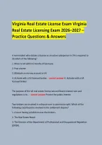  &NewLine;Virginia Real Estate License Exam Virginia &NewLine;Real Estate Licensing Exam 2026&ndash;2027 &ndash; Practice Questions & Answers &NewLine;