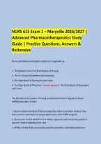  &NewLine;NURS 615 Exam 1 &ndash; Maryville 2026&sol;2027 &vert; &NewLine;Advanced Pharmacotherapeutics Study &NewLine;Guide &vert; Practice Questions&comma; Answers & Rationales &NewLine; &NewLine;