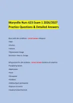&NewLine;Maryville Nurs 623 Exam 1 2026&sol;2027 &NewLine;Practice Questions & Detailed Answers &NewLine; &NewLine;