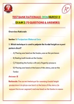 Test Bank Rationale&colon; NUR2513 Exam 2 &lpar;70 Questions & Answers&rpar; NEW&excl;&excl;&NewLine;