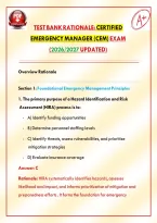 Test Bank Rationale&colon; Certified Emergency Manager &lpar;CEM&rpar; Exam &lpar;2026&sol;2027 Updated&rpar;&NewLine;