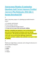 Journeyman Plumber Examination &NewLine;Questions And Correct Answers &lpar;Verified &NewLine;Answers&rpar; Plus Rationales 2026 Q&A &vert; &NewLine;Instant Download Pdf