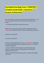 Psychopharmacology Exam 2 2026&sol;2027 &vert; &NewLine;Complete Study Guide &vert; Questions&comma; Answers & Rationales &NewLine; &NewLine;