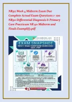 NR511 Week 4 Midterm Exam Due &NewLine;Complete Actual Exam Questions 1- 100 &NewLine;NR511 Differential Diagnosis & Primary &NewLine;Care Practicum NR 511 Midterm and &NewLine;Finals Examplify&period;pdf&NewLine;