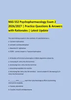  &NewLine;NSG 552 Psychopharmacology Exam 2 2026&sol;2027 &vert; Practice Questions & Answers with Rationales &vert; Latest Update &NewLine;