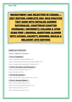 Recruitment and Selection Test Bank &ndash; 200&plus; MCQ Practice Questions with Detailed Answer Rationales &vert; CPHR Exam Prep &vert; Chapter-by-Chapter &vert; Catano et al&period; 8th Edition