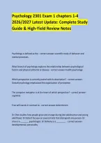 Psychology 2301 Exam 1 chapters 1-4 &NewLine;2026&sol;2027 Latest Update&colon; Complete Study Guide & High-Yield Review Notes &NewLine;