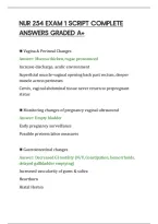 Nur 254 Exam 1 Script Complete&NewLine;Answers Graded A&plus;&NewLine;