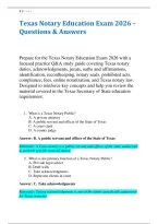 Texas Notary Education Exam 2026 &ndash; &NewLine;Questions & Answers 
