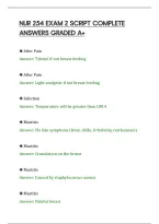 Nur 254 Exam 2 Script Complete&NewLine;Answers Graded A&plus;