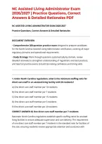 NC Assisted Living Administrator Exam 2026&sol;2027 &vert; Practice Questions&comma; Correct Answers & Detailed Rationales PDF