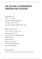 Nur 254 Exam 3 Comprehensive&NewLine;Questions And Solutions&NewLine;