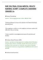 Nur 256 Final Exam Mental Health&NewLine;Nursing Script Complete Answers&NewLine;Graded A&plus;