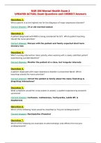 NUR 256 Mental Health Exam 2&NewLine;UPDATED ACTUAL Exam Questions and CORRECT Answers&NewLine;