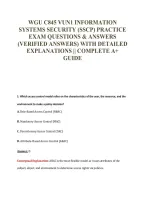 Wgu C845 Vun1 Information&NewLine;Systems Security &lpar;Sscp&rpar; Practice&NewLine;Exam Questions & Answers&NewLine;&lpar;Verified Answers&rpar; With Detailed&NewLine;Explanations &vert;&vert; Complete A&plus;&NewLine;Guide