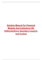 Solution Manual for Financial Markets and Institutions 8th Edition by Anthony