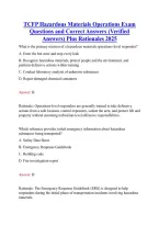 TCFP Hazardous Materials Operations Exam &NewLine;Questions and Correct Answers &lpar;Verified &NewLine;Answers&rpar; Plus Rationales 2025 