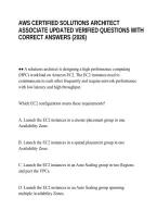 Aws Certified Solutions Architect&NewLine;Associate Updated Verified Questions With&NewLine;Correct Answers &lpar;2026&rpar;