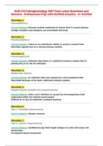 NUR 376 Pathophysiology 2027 Final Latest Questions and&NewLine;Answers - Professional Prep with Verified Answers - A&plus; Verified&NewLine;