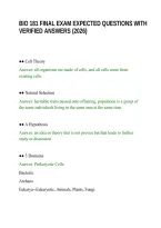 Bio 181 Final Exam Expected Questions With&NewLine;Verified Answers &lpar;2026&rpar;