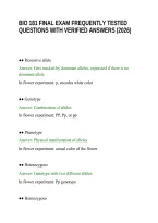 Bio 181 Final Exam Frequently Tested&NewLine;Questions With Verified Answers &lpar;2026&rpar;