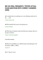 Bio 181 Final Frequently Tested Actual&NewLine;Exam Questions With Correct Answers&NewLine;&lpar;2026&rpar;