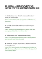 Bio 181 Final Latest Actual Exam With&NewLine;Verified Questions & Correct Answers &lpar;2026&rpar;