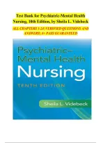 Videbeck Test Bank&colon; Psychiatric-Mental Health Nursing&comma; 10th Edition &vert; All Chapters Verified
