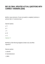 Bio 181 Final Updated Actual Questions With&NewLine;Correct Answers &lpar;2026