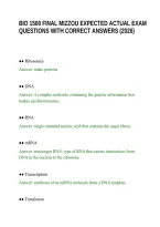 Bio 1500 Final Mizzou Expected Actual Exam&NewLine;Questions With Correct Answers &lpar;2026&rpar;